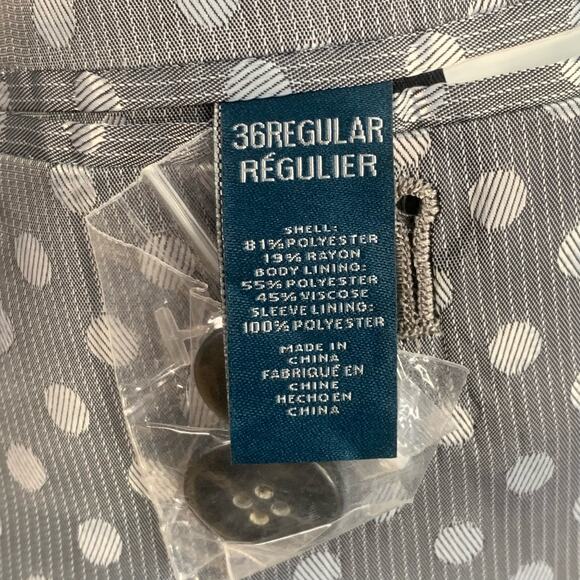 Perry Ellis Size 36 Regular Slim Fit Sport Coat Blazer Jacket Charcoal Gray - Picture 11 of 11